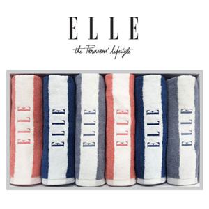 [선물세트] 엘르 스트라이프 세면타올 160g - 6매