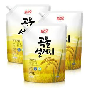 트리오 곡물설거지 우리현미 주방세제 리필 1.2L X3개
