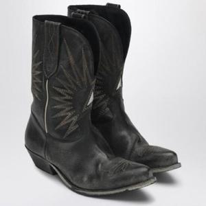GOLDEN GOOSE Wish Star black vintage effect Texan boot GWF00136F004885/Q_GOLDE-90402