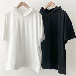 [아이우먼]빅사이즈후드티 U349L504 디어밑단스트링반팔티 GO