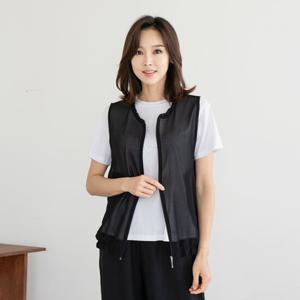 엄마옷 마담4060 조끼시스루오픈셔링-ZVE2404010-