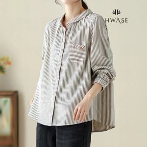 [화세]화세 (77까지)포인포켓라인블라우스_HL4FBL008C