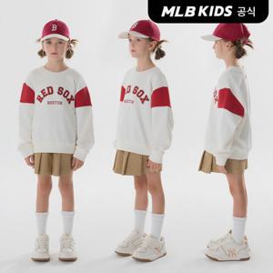 [MLB키즈]바시티 여아 맨투맨 + 우븐 스커트팬츠 세트 BOS (Cream)7FS2V0344-43CRS