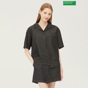 [베네통] 셔츠형 데님 블라우스 BABL93431