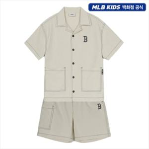 MLB키즈[7AWSB0253 SMB0553-43CRM] 베이직 아웃도어 스티치 우븐셔츠 세트