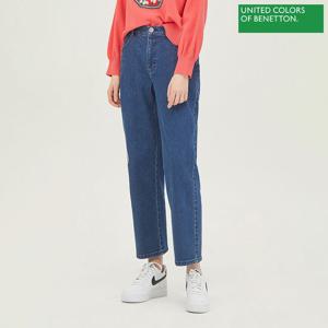[베네통] 뒷밴딩 프린트 일자 데님 팬츠 BADP08311_IN