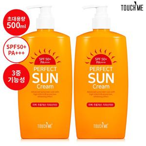터치미 퍼펙트 자외선 차단 초대용량 선크림 500mlX2개 SPF50+PA+++/ 3중 기능성 골프장 영업장