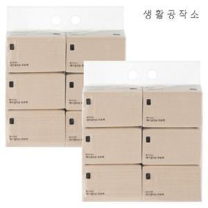 [생활공작소] 부드러운 무표백 미용티슈 250매 6팩 x 2set (총 12팩)