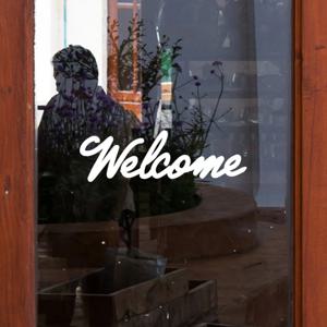 심플한 welcome 가게 매장 도어스티커