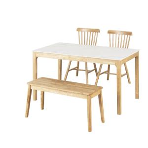by casamia 일상고백 히치 세라믹 4인 식탁세트 A형 (벤치1+원목의자2)