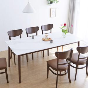 [리퍼]스칸디 포셀린 통 세라믹 1800 6인 원목 식탁테이블(의자/벤치선택)