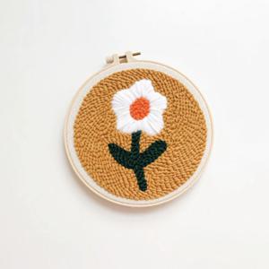 펀치니들 DIY 키트 화이트 플라워 수틀 취미 자수 세트