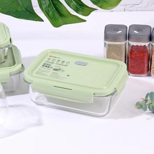 숨쉬는 내열유리 밀폐용기 스팀홀 전자레인지 오븐 사용 가능 유리용기 직사각 840ml