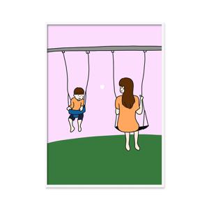 아이방 가족 드로잉 캔버스 인테리어 그림 액자 _ 엄마와 아들