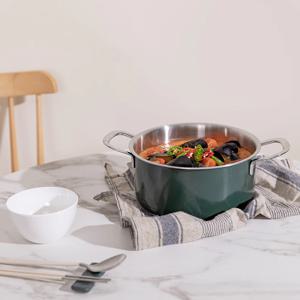 어반 통3중 스텐냄비 20cm 양수 (바질그린)