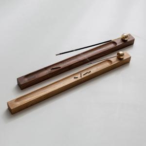 월넛 오크 원목 황동 볼 인센스 스틱 홀더