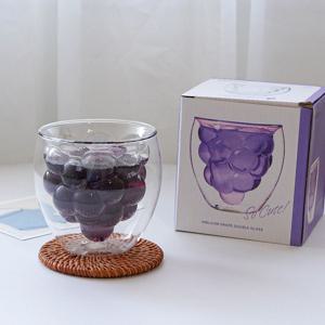 3D과일 포도 이중유리컵 250ml