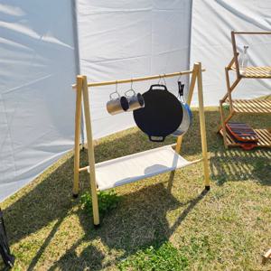 캠핑 감성 우드 인디언 행어 행거 원목 선반 식기 걸이 2size