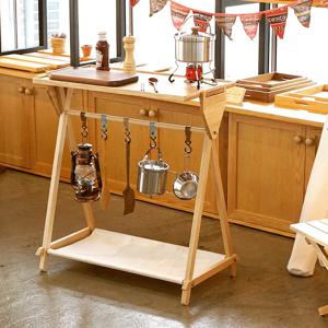 국내제작 상단선반형 너도밤나무 원목인디언행어 - 우드 감성캠핑용품 휴지걸이 가죽고리 행거