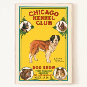 시카고 캔넬 클럽 반려동물 애견카페 빈티지 포스터