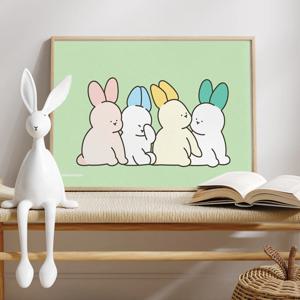 동물 그림 포스터 아기방 아이방 꾸미기 - 토끼 가족