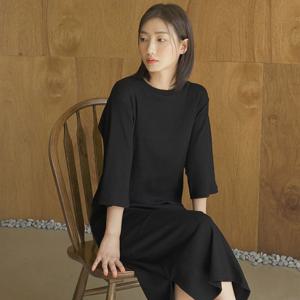 국내제작 어텀 골지 롱 라운드 가을 원피스