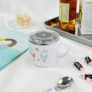 미피 논슬립 꼬마 뚜껑 스텐 손잡이컵 아기 유아 아동 캐릭터 물컵 어린이집 유치원