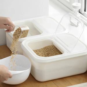 화이트 원터치 밀폐형 쌀통 냉장고 서랍형 곡물 잡곡 보관통 6KG 계량컵 증정
