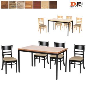 30각 블랙 1200x600 + 캐빈 4인 식탁세트 / 업소 가게 식당 테이블 카페 커피숍