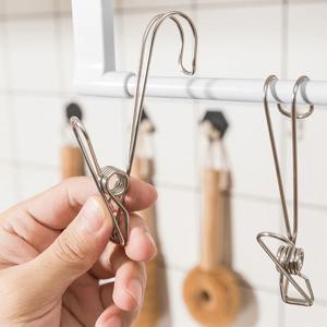 다용도 스테인리스 고리 집게 후크 걸이 사진 메모 주방 욕실 옷장 소품 정리 (6개입)