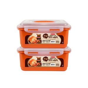 1+1 진공 황토 참숯 누름독 김치통/밀폐용기 3.5L (김치냉장고 사용가능)