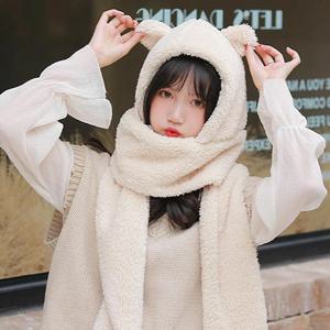 양털 곰돌이 귀 후드 머플러 2color
