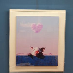 송형노 - 담장위에 올리비아 ( Pink heart cloud ) 행복한그림 인테리어그림