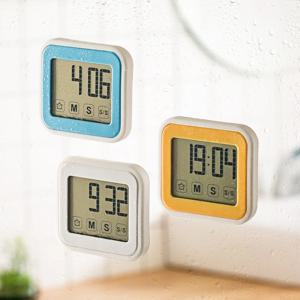 정사각 디지털 타이머 욕실/주방 다용도 흡착 방수시계_3colors