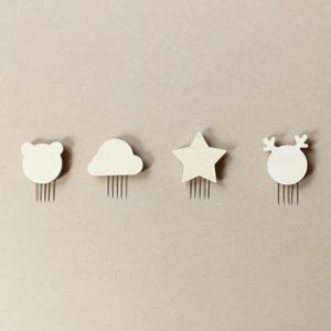 구름 별 동물 모양 우드 벽지핀 벽장식 소품걸이