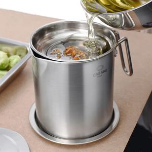 스텐 오일포트 기름 거름망 오일 식용유 재사용 2L