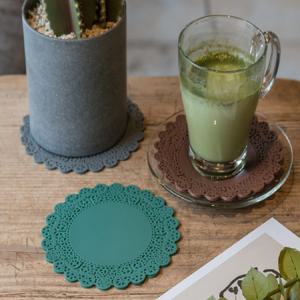 홈 카페 실리콘 예쁜 레이스 컵받침 대 (3사이즈) (9색상)