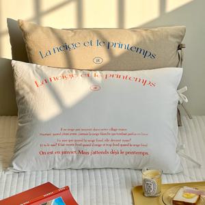 자체제작 눈과 봄 레터링 베개 커버 2color