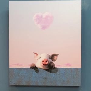 송형노 - 담장위에 올리비아 Pink heart cloud 집들이,그림선물