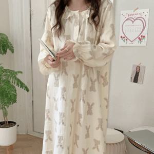 래빗 토끼 사계절 긴팔 파자마 원피스 2color