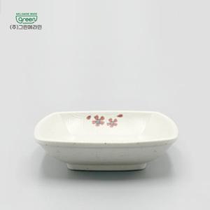 그린 메라민 매트 깊은 사각 찬기 2호 (G - 0152)