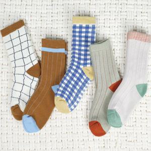 아동 컬러 통파일 스트라이프 양말 5켤레