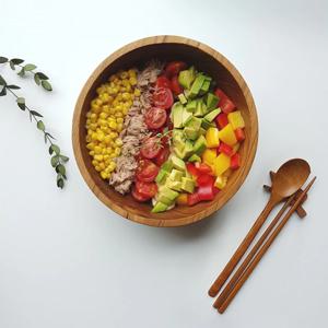 캠핑 우드 식기 세트 접시 티크 나무 원목 그릇 디저트 브런치 플레이트 / 샐러드볼