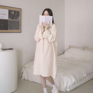 2컬러 프리지아 요루면 원피스 긴팔 여성 원피스 잠옷 파자마 홈웨어