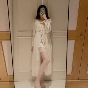 끌로에 실크 슬립 홈웨어 로브 시스루 슬립 가디건
