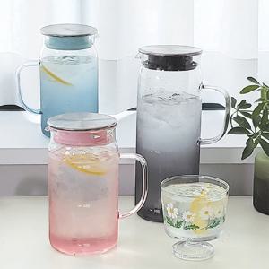 마린글라스 그라데이션 유리물병(내열유리) 냉장고 손잡이 물병 1400ml