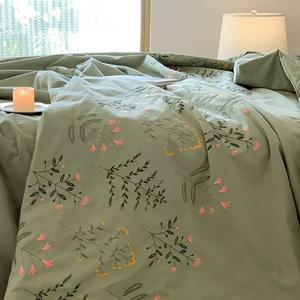 [해외] 들꽃 자수 워싱순면 누빔 차렵이불 베개커버세트