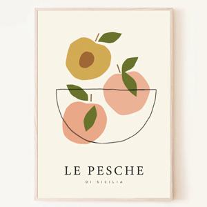 Le Pesche- 시칠리아 복숭아 상큼하고 심플한 일러스트 포스터