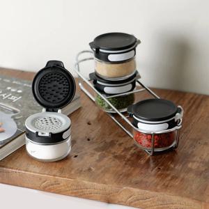 시노글라스 투웨이 큰입구 유리 양념통4개+거치대 소