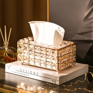 골드 티슈 케이스 스몰 사각 휴지 화장지 커버 크리스탈 7큐빅